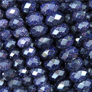 blue sandStone beads, faceted rondelle, approx 4x6mm