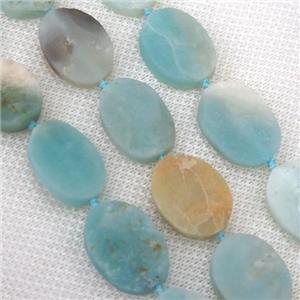 blue Amazonite beads, rough oval, approx 15-20mm