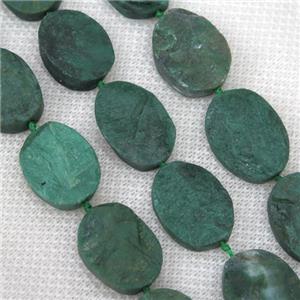 green Verdite stone beads, rough oval, approx 15-20mm