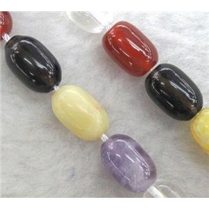 mixed gemstone beads, barrel, approx 5x8mm, 15.5 inches