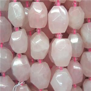 rose quartz beads, nugget, faceted freeform, approx 15-20mm