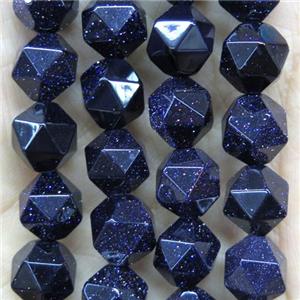 faceted round Blue SandStone beads ball, approx 6mm dia