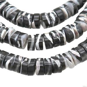black pearlized Shell heishi beads, approx 2x8mm