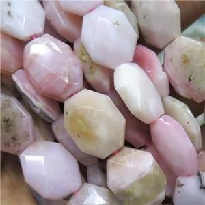 pink Opal Jasper beads, faceted freeform, approx 13-18mm