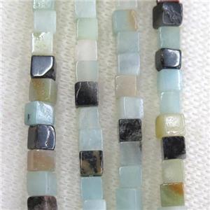 Amazonite beads, cube, approx 4x4x4mm