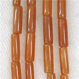 Red Aventurine tube beads, approx 4x13mm
