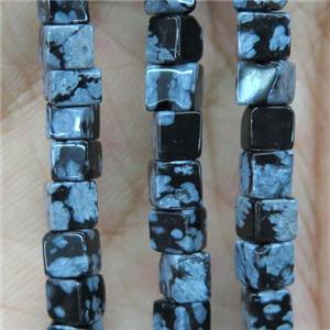 Snowflake Jasper cube beads, approx 4x4x4mm