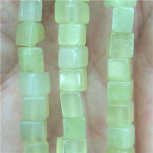 lt.green Jade cube beads, approx 4x4x4mm