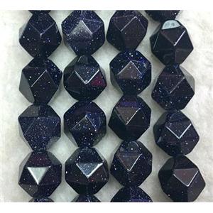 blue sandstone ball beads, starcut, faceted round, approx 8mm dia