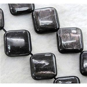 hypersthene beads, corner-drilled square, approx 15x15mm, 15.5 inches