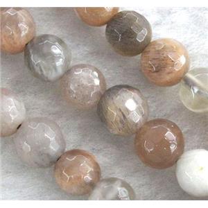 Sunstone beads, faceted round, approx 6mm dia, 15.5 inches