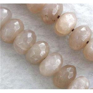 pink Sunstone beads, faceted rondelle, approx 5x8mm, 15.5 inches