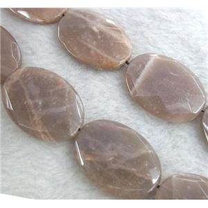 Sunstone beads, faceted oval, gray, approx 25x35mm, 15.5 inches