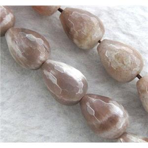 Sunstone beads, faceted teardrop, approx 10x16mm, 15.5 inches
