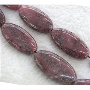 Strawberry Quartz bead, flat oval, approx 20x40mm, 15.5 inches