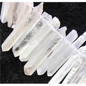 clear quartz stick beads for necklace, freeform, approx 15-35mm