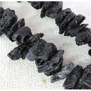 black Tourmaline bead, freeform, approx 15-22mm, 15.5 inches