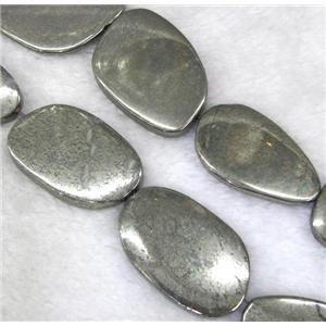 freeform Pyrite slice beads, approx 20-40mm, 15.5 inches