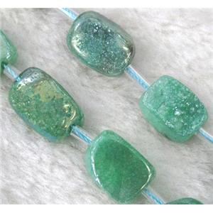 druzy quartz beads, freeform, green electroplated, approx 10-15mm, 15.5 inches