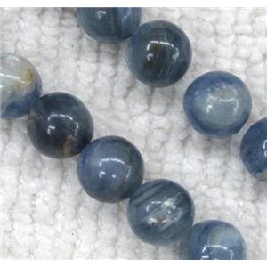 Kyanite beads, round, blue, approx 4mm dia, 15.5 inches