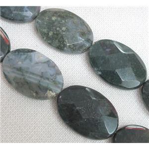 moss agate bead, faceted oval, approx 30x40mm