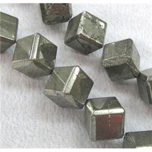 pyrite bead, faceted cube, approx 16x16x16mm