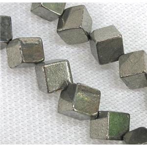 pyrite bead, cube, approx 8x8x8mm