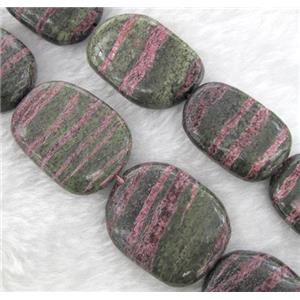 Green Silver-line stone bead, rectangle, approx 20x40mm, 15.5 inches