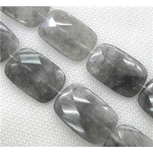 Cloudy Quartz Beads, faceted rectangle, approx 22x30mm, 15.5 inches