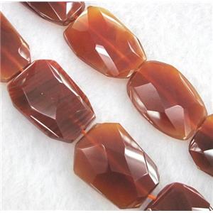 red agate beads, faceted freeform, approx 22x30mm, 15.5 inches
