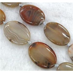 coffee striped agate beads, oval, approx 20x30mm, 15.5 inches