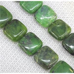 natural Australian Chrysoprase bead, square, green, approx 12x12mm, 15.5 inches