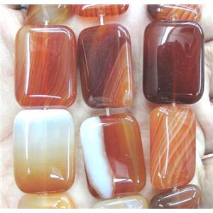 red stripe agate beads, rectangle, approx 22x30mm, 15.5 inches