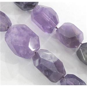 amethyst bead, faceted freeform, approx 10-20mm, 15.5 inches