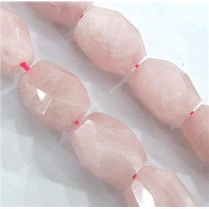 rose quartz nugget bead, faceted freeform, approx 10-20mm, 15.5 inches
