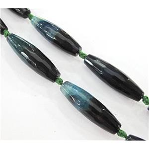 green agate beads, faceted barrel, approx 12x40mm, 15.5 inches