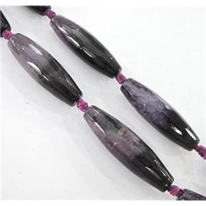 Agate beads, faceted barrel, purple, approx 12x40mm, 15.5 inches