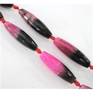agate bead, faceted barrel, pink, approx 12x40mm, 15.5 inches