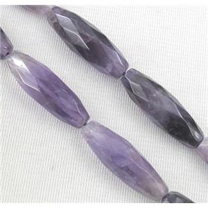 amethyst beads, faceted barrel, purple, approx 10x30mm, 15.5 inches