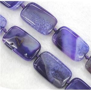 purple druzy agate beads, rectangle, approx 25x40mm, 15.5 inches