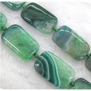 green druzy agate beads, rectangle, approx 25x40mm, 15.5 inches