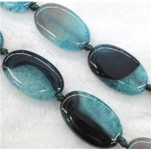 green druzy agate beads, oval, approx 25x40mm, 15.5 inches