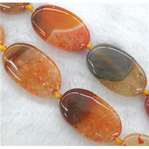 orange druzy agate beads, oval, approx 25x40mm, 15.5 inches