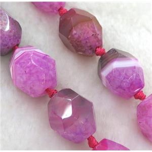 hotpink druzy agate beads, faceted freeform, approx 15-20mm