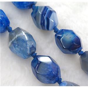 blue druzy agate beads, faceted freeform, approx 15-20mm