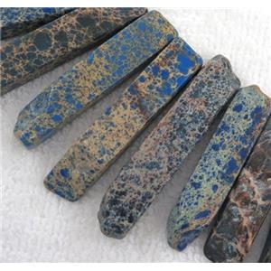 Imperial jasper beads collar, stick, blue, top dilled, approx 20-60mm