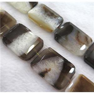 druzy agate bead, faceted rectangle, coffee, approx 30x40mm, 15.5 inches