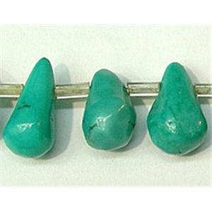 Natural Turquoise, Drip Pendants, top-drilled, approx 6x12mm, 16 inch length, 46pcs per st