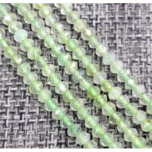 green Prehnite beads, faceted rondelle, approx 3x5mm