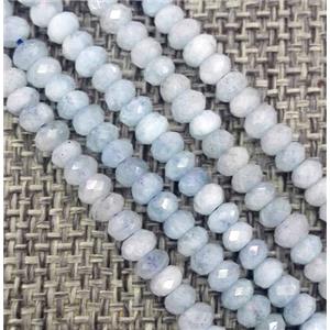 Aquamarine beads, faceted rondelle, blue, approx 3x5mm